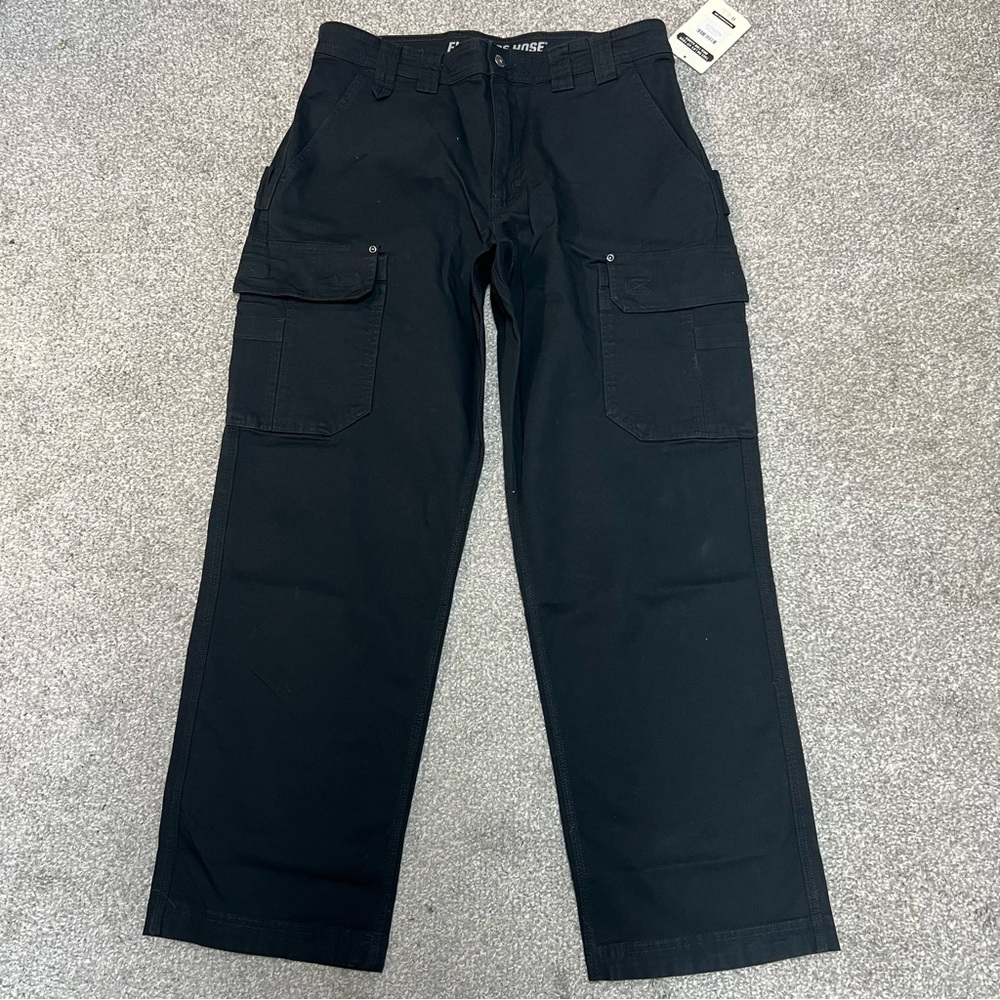 Duluth Trading Pants Mens 36x32 Black Flex Fire Hose Relaxed Fit Cargo Work NEW - Picture 1 of 11